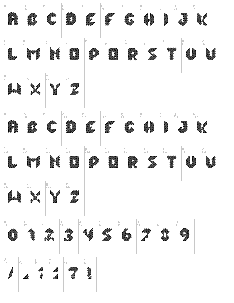 Lalek Hex font map